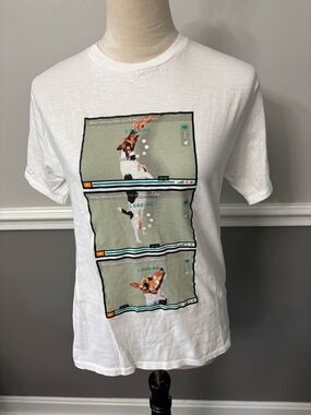 Zara White Graphic Dog Panel Tee